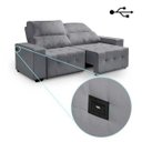 Ver imagem 1 de Sofá 3 Lugares Connect Assento Retrátil e Reclinável com USB Suede 2.10M (L)