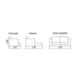 Sofá-Cama 3 Lugares Casal Premium Diva 1.65M (L) - 3 Sofá-Cama 3 Lugares Casal Premium Diva 1.65M (L) - 3