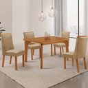 Ver imagem 1 de Mesa de Jantar Liz 120cm Tampo MDF Laminado Canto Copo com 4 Cadeiras Yasmin