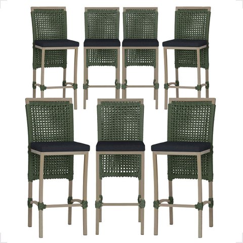7 Banqueta em Alumínio Roma Fendi Corda Náutica Tecido 12