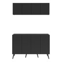 Ver imagem 5 de Conjunto Lavanderia Retrô Multiuso Armário Aéreo e Balcão 4 Portas Multimóveis Mp5053 Preto