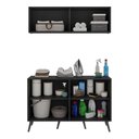 Ver imagem 4 de Conjunto Lavanderia Retrô Multiuso Armário Aéreo e Balcão 4 Portas Multimóveis Mp5053 Preto