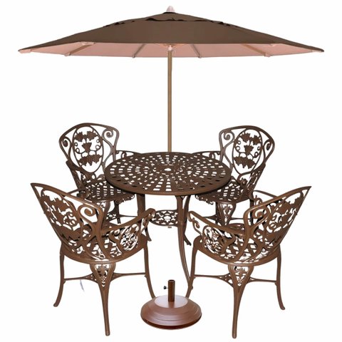 Conjunto de Mesa para Jardim com 4 Cadeiras Modelo Malbec - Marrom