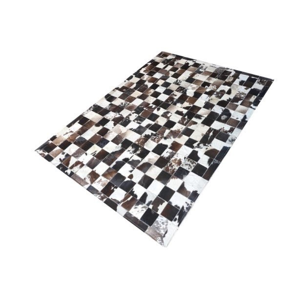 Tapete de Couro de Boi 2M x 1,5M Natural Costurado Placas 10cm x 10cm com Borda - Of21 - 1