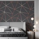 Ver imagem 1 de Papel de Parede Adesivo Zara Cinza Escuro com Rosê Gold - 2,5m