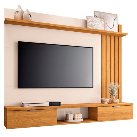 Painel para Tv Suspenso 55 Pol 160cm Aster H01 Cinamomo/off - Mpozenato