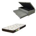 Ver imagem 1 de Cama Box Baú Solteiro com Auxiliar (Bicama) + Colchão Solteiro Espuma D20 12cm | Kit Completo com Ca