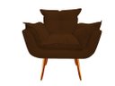 Ver imagem 2 de Kit Poltrona + Puff Decorativo Opala Suede Marrom Pés Madeira Ms Decor
