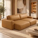 Ver imagem 1 de Sofá Retrátil Reclinável para Sala 4 Lugares 230cm Angel L06 Couro Caramelo - Lyam Decor