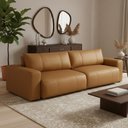 Ver imagem 3 de Sofá Retrátil Reclinável para Sala 4 Lugares 230cm Angel L06 Couro Caramelo - Lyam Decor