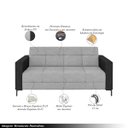 Ver imagem 3 de Sofá Living Decorativo Houston 2 Lugares 160cm Pés em Metal Linho/ Pu Cinza Escuro/ Preto G33 - Gran