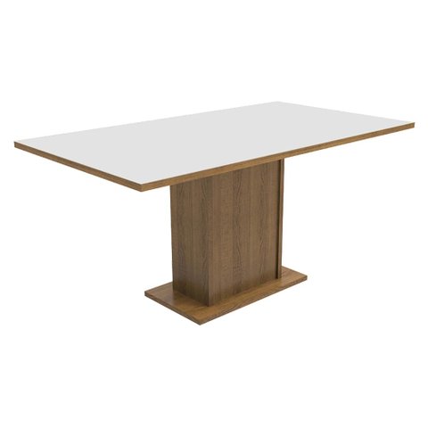 Mesa Madesa Retangular Tampo de Madeira 5275 Rustic/Branco Cor:Rustic/Branco