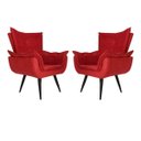 Ver imagem 2 de Kit 2 Poltronas Decorativas Emília Aba Pés Palito Suede - Ds Móveis - Vermelho Suede