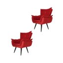 Ver imagem 1 de Kit 2 Poltronas Decorativas Emília Aba Pés Palito Suede - Ds Móveis - Vermelho Suede