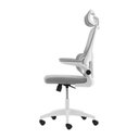 Ver imagem 3 de Cadeira Escritório Ergonômica Cinza com Suporte Lombar Estofado e Apoio de Cabeça Cinza