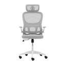 Ver imagem 2 de Cadeira Escritório Ergonômica Cinza com Suporte Lombar Estofado e Apoio de Cabeça Cinza