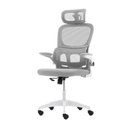Ver imagem 1 de Cadeira Escritório Ergonômica Cinza com Suporte Lombar Estofado e Apoio de Cabeça Cinza