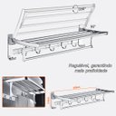 Ver imagem 3 de Porta Toalha Banho Ajustável Toalheiro Suporte Parede Banheiro C/ 5 Ganchos