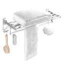 Ver imagem 1 de Porta Toalha Banho Ajustável Toalheiro Suporte Parede Banheiro C/ 5 Ganchos
