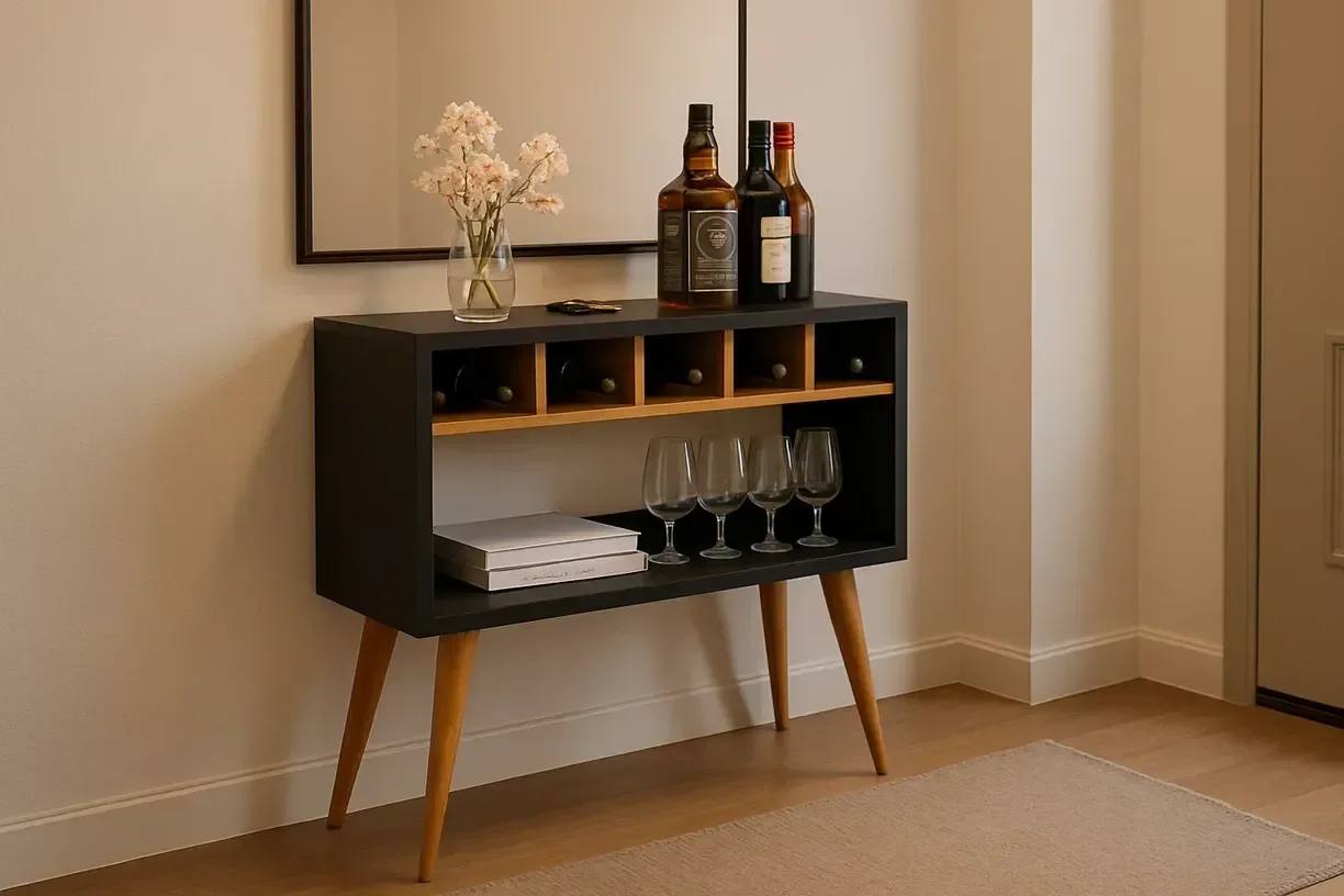 Aparador Athenas Mdf 90x88x34cm Resistente Prático:preto/naturale