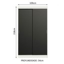 Ver imagem 3 de Guarda-Roupa Solteiro Madesa Tokio 2 Portas de Correr 2 Gavetas Branco/Preto Cor:Branco/Preto