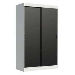 Guarda-Roupa Solteiro Madesa Tokio 2 Portas de Correr 2 Gavetas Branco/Preto Cor:Branco/Preto - 2