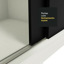 Guarda-Roupa Solteiro Madesa Tokio 2 Portas de Correr 2 Gavetas Branco/Preto Cor:Branco/Preto - 7