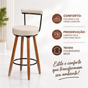 Ver imagem 5 de Kit 2 Banquetas Alta 80cm Giratória c/ Encosto 4 Pés Ilha Gourmet Balcão Bancada Corino Off White
