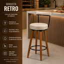 Ver imagem 4 de Kit 2 Banquetas Alta 80cm Giratória c/ Encosto 4 Pés Ilha Gourmet Balcão Bancada Corino Off White