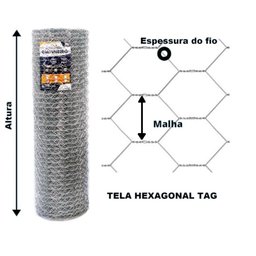 TELA HEXAGONAL GALINHEIRO TAG MALHA 2" FIO BWG 18 (1,24mm) RL 50X1,8m - 5