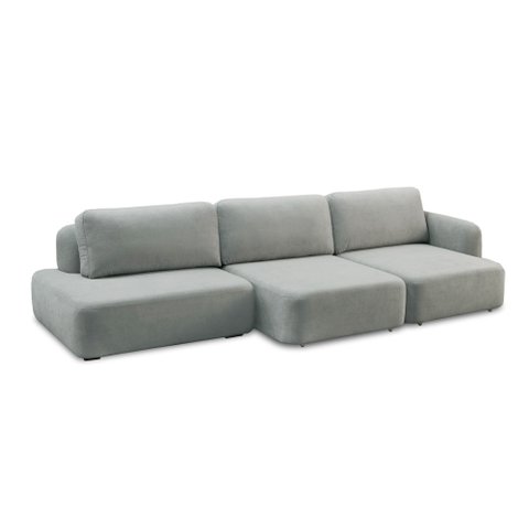 Sofá Decorativo Santiago 4 Lugares 282cm Sala de Estar Retrátil Modulado Bouclê Cinza G89 - Gran Bel