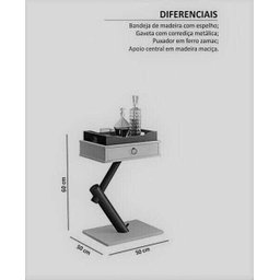 Mesa Bar Aparador com Bandeja Drink Preto - EDN Móveis - 6