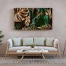 Quadro Decorativo Tela Canvas Flores e Fohas Costela de Adao Gold And Green - 180x135 Cm - 1