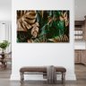 Quadro Decorativo Tela Canvas Flores e Fohas Costela de Adao Gold And Green - 180x135 Cm - 3