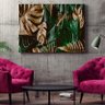 Quadro Decorativo Tela Canvas Flores e Fohas Costela de Adao Gold And Green - 180x135 Cm - 2