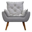 Ver imagem 2 de Poltrona com Puff Decorativo Opala Linho Bege - D'rost