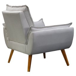 Poltrona com Puff Decorativo Opala Linho Bege - D'rost - 4