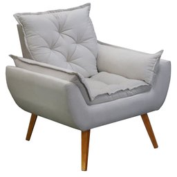 Poltrona com Puff Decorativo Opala Linho Bege - D'rost - 3