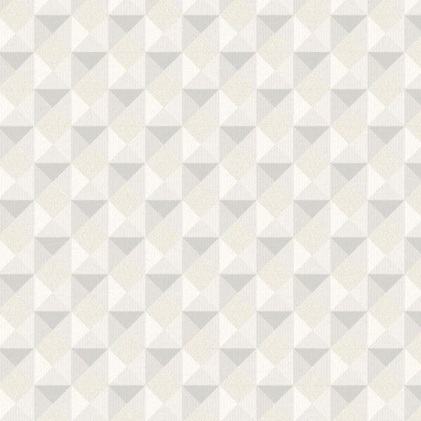 Papel De Parede Atemporal 3703 Vinilizado Bege Cinza Geometrico - 1