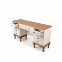 Ver imagem 2 de Mesa Escrivaninha 10 Gavetas Clássica Pés Luiz Xv Sala Quarto Ecomem Branco - Imbuia