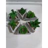 Kit 6 Flores Artificiais Suculenta + Vaso Cimento Triângulo - 3