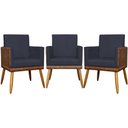 Ver imagem 1 de Kit 3 Poltronas Decorativas Lis Corino e Pé Palito - Preto Suede Corino