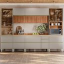Ver imagem 2 de Cozinha Modulada Proença 6 Peças com Paneleiro 1 Forno e Aéreo 120cm Ripado Nogueira Touch/nude