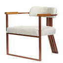 Ver imagem 3 de Kit 02 Poltronas Oregon Braço Madeira Linho Bege Estrutura Bronze