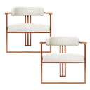 Ver imagem 2 de Kit 02 Poltronas Oregon Braço Madeira Linho Bege Estrutura Bronze