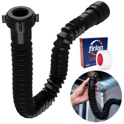 Sifão Sanfonado Universal 61cm Preto + Fita Veda Rosca - 1