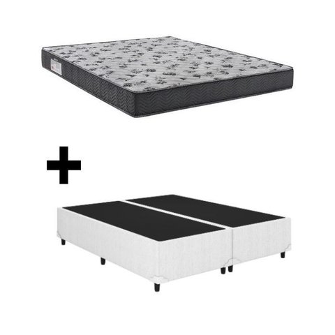 Cama Base Box Casal Bipartido Branco Colchão Iso 100 D33 - Ortobom
