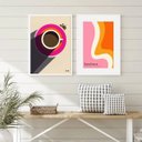 Ver imagem 2 de Kit 2 Quadros Bauhaus Abstrato - Café 24x18cm - com Vidro:moldura Preta