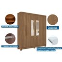 Ver imagem 4 de Guarda Roupa Casal 6 Portas (2 C/ Espelho) e 2 Gavetas C/ Pés Toledo Jatobá - Santos Andirá