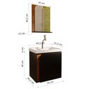 Ver imagem 3 de Gabinete Banheiro Lirio com 1 Porta Espelheira e Cuba Preto Fosco/ripa 3d